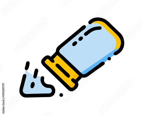 Low sodium salt shaker spilling content in flat design style  