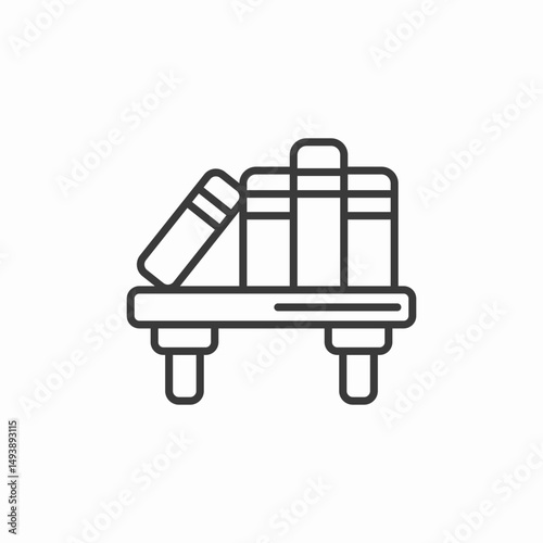 wall bookshelf storage icon sign vector