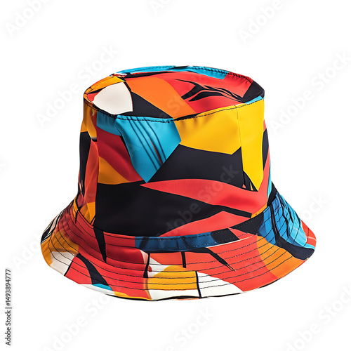 Trendy Bucket Hat with a Bold Energetic Design Isolated on Transparent Background