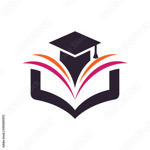 Modern Book and Graduation Cap Education Logo Design