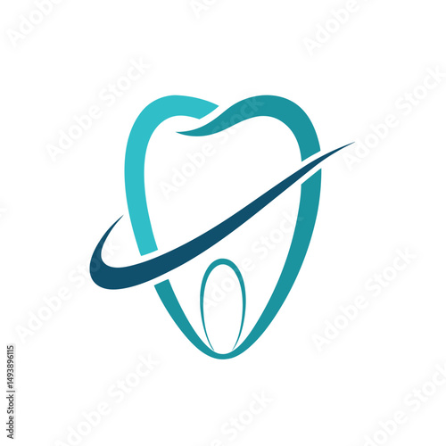 Modern Line Art Tooth Logo with Cosmetic Dental Swoosh