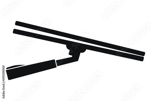 A clean, minimalist, black and white vector graphic of a car windshield wiper.