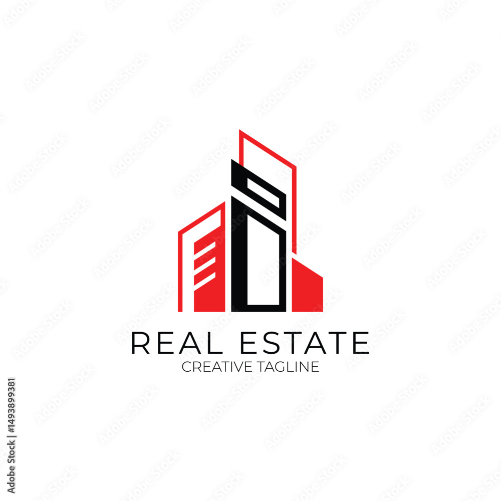 Naklejka premium Building logo with letter I. Logo template for real estate, architecture and construction company