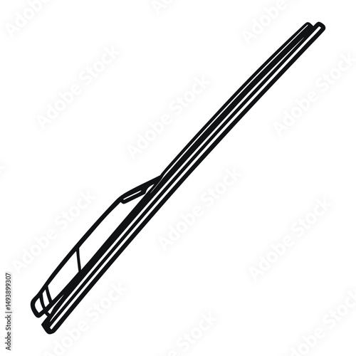 A clean, minimalist, black and white vector graphic of a car windshield wiper.