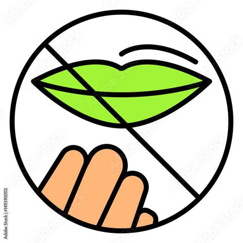 Prohibited Lip Contact Hygiene Warning Vector Icon