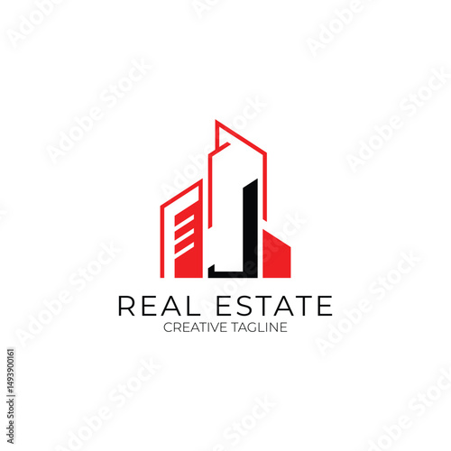 Building logo with letter J. Logo template for real estate, architecture and construction company