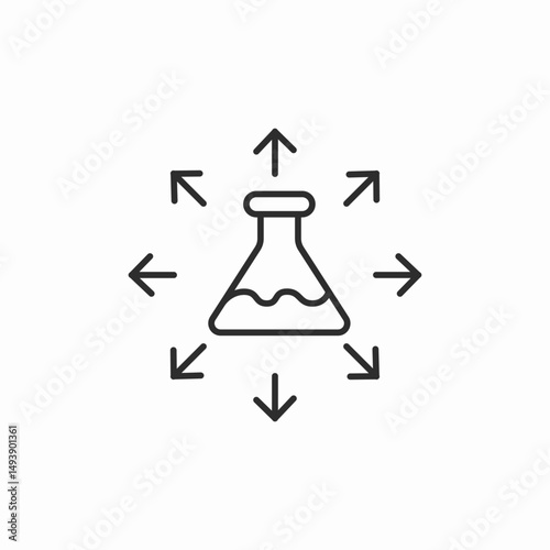 flask with arrows chemical explode icon sign vector