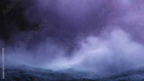Close-up of a night sky filled with stars. the sky is a deep purple color with small white dots scattered throughout.
