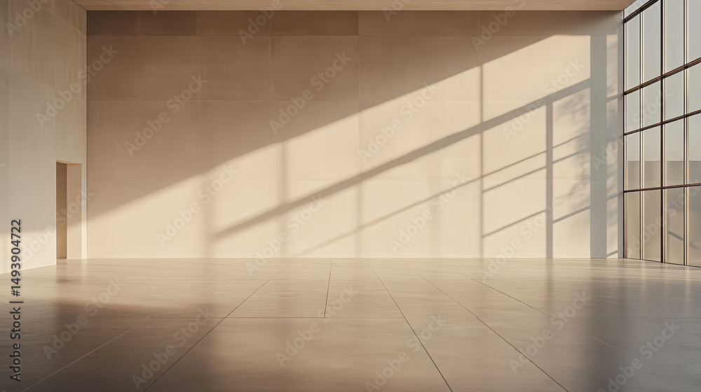 Obraz premium Empty modern space with warm sunlight