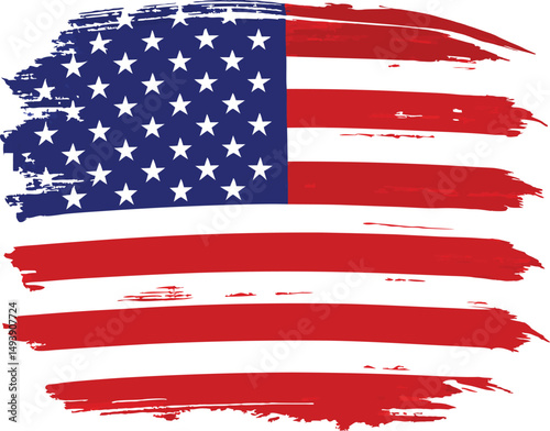 Distressed grunge-style American flag vector illustration - grunge American flag, generative AI