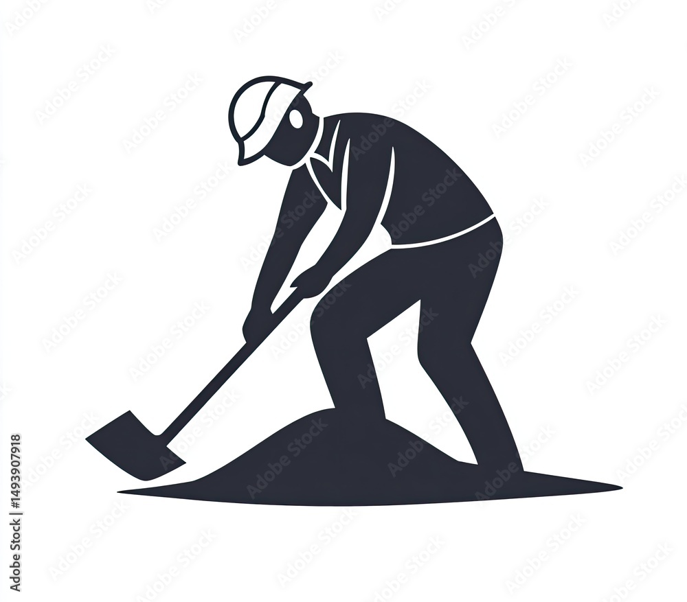 Fototapeta premium Worker digging with shovel (2)