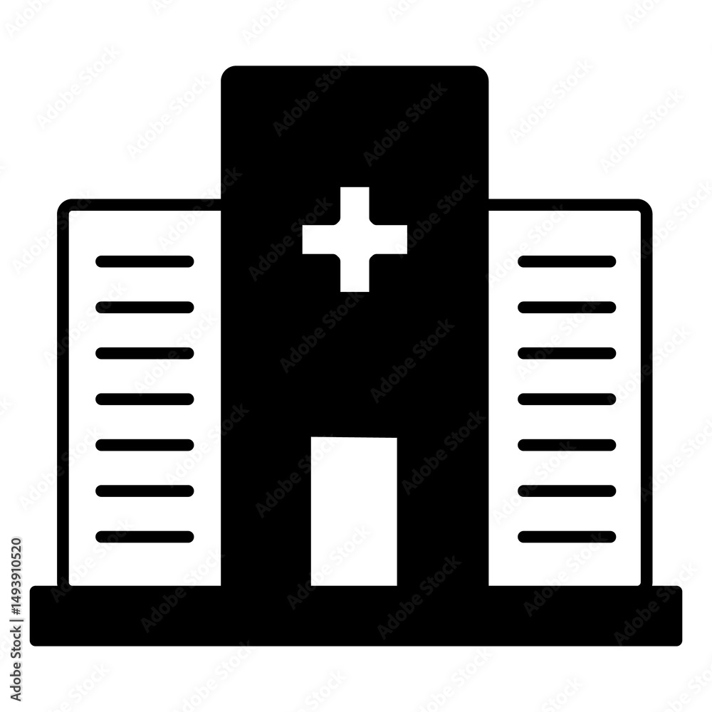 Fototapeta premium Hospital Building Medical Care Vector Icon Design