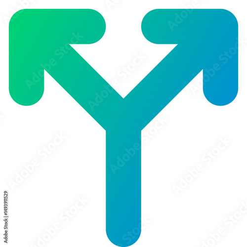 Abstract y shaped arrows pointing outwards gradient teal