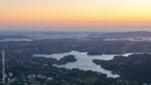 Stunning Sunset Timelapse over Bergen's Mountains and Water Bodies