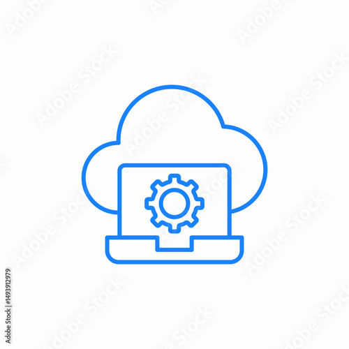 cloud laptop settings icon sign vector