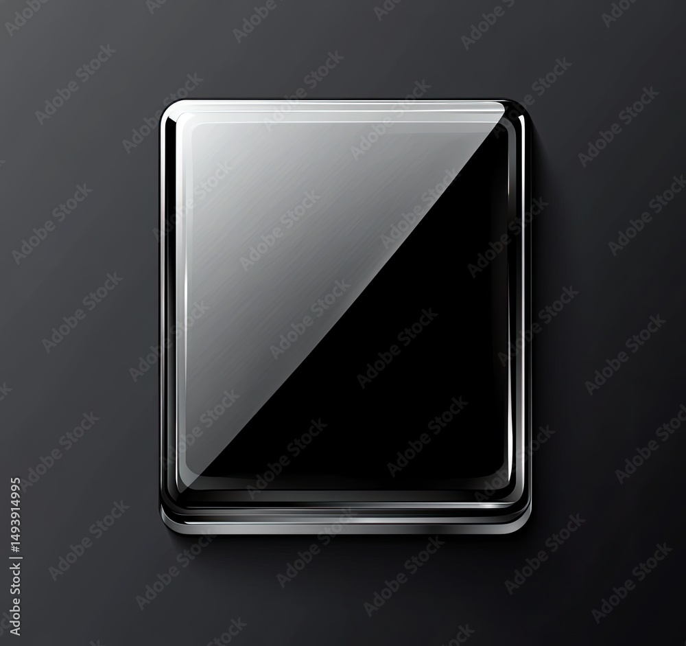 Glossy black square button Glossy black square button
