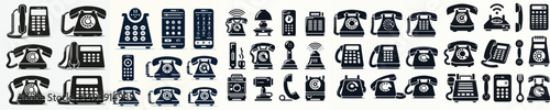 Vector set image silhouette of telephone