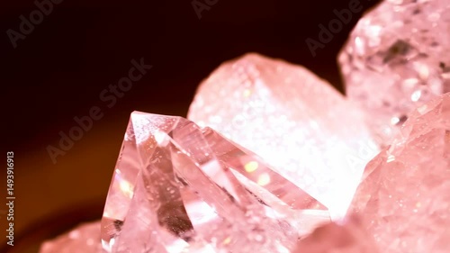 Wallpaper Mural Close up of delicate pink crystal formations displaying geometric shapes and transparent facets with a dark background for abstract mineral effect Torontodigital.ca