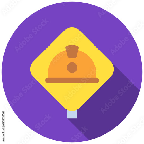 Safety Helmet mini illustration rounded flat color icon, use for civil engineering, industry, construction, UI, UX kit, app and web development, digital or print.