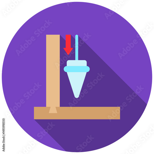 Pendulum mini illustration rounded flat color icon, use for civil engineering, industry, construction, UI, UX kit, app and web development, digital or print.