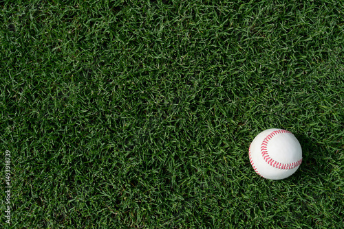 Classic American baseball on green grass