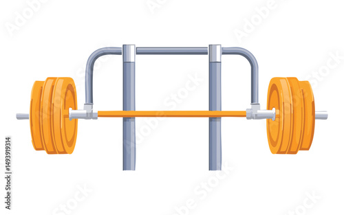 modern barbell with yellow plates illustration