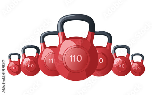 group of various sized kettlebells for workout