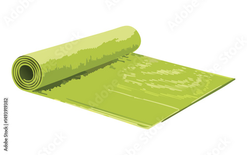 rolled lime green yoga mat for fitness and health