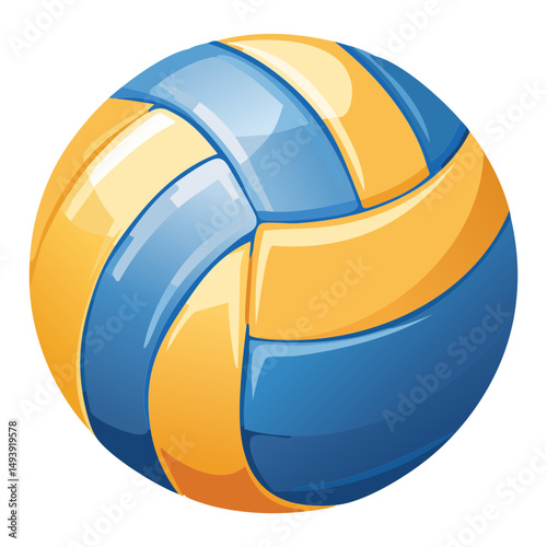 blue and yellow panel volleyball