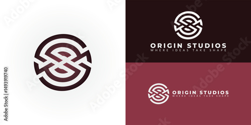The logo is designed for creative agencies and studios. It features interwoven lines forming the letters OS, representing the agency's name and values. The circular frame adds sophistication