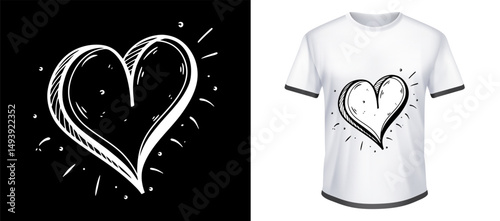 Принти на полотні An asymmetrical black heart with thick ink lines