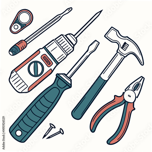 Professional tool kit illustration isolated on white background