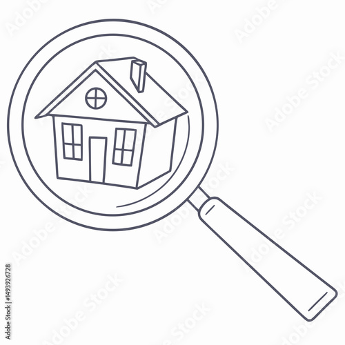 House hunting magnifying glass home search real estate property