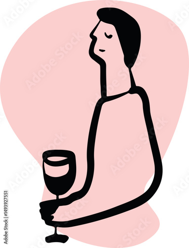 Restaurant. Abstract drawing of people. engraving, ink, line art, vector