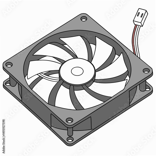 Professional computer cooling fan isolated on white background ready for design projects