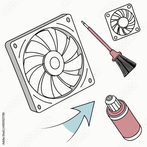 Computer fan cleaning maintenance guide illustration