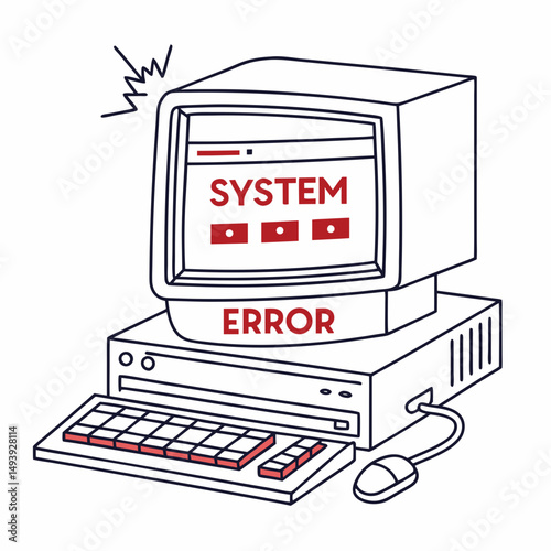 Retro computer system error message displayed on screen