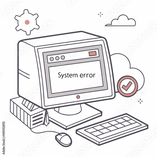 Retro computer system error illustration digital art