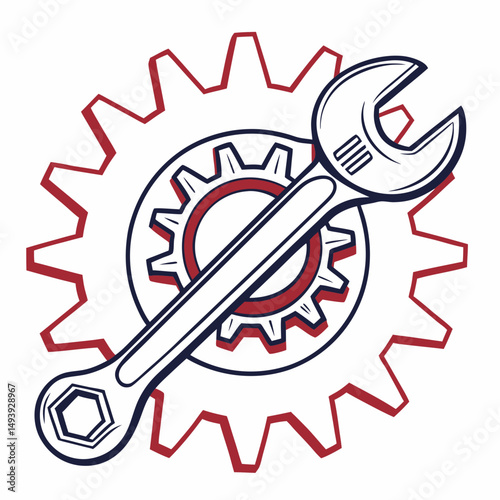Wrench and gears mechanical engineering maintenance repair tools