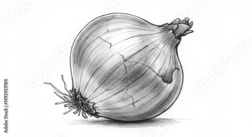 Wallpaper Mural Detailed pencil sketch of a single onion, capturing its natural form with shadows Torontodigital.ca