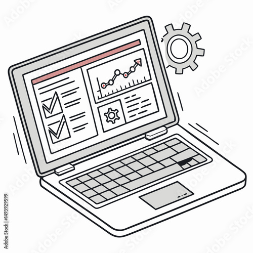 Laptop screen displaying graphs charts data analysis business progress