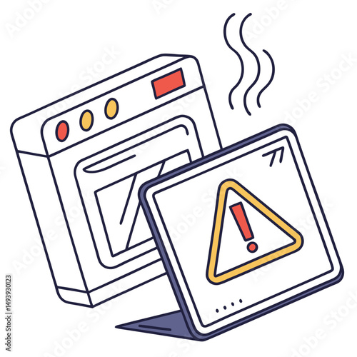 Smart oven malfunction warning displayed on tablet