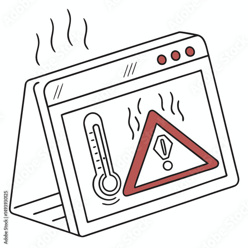 Overheating laptop computer system warning alert