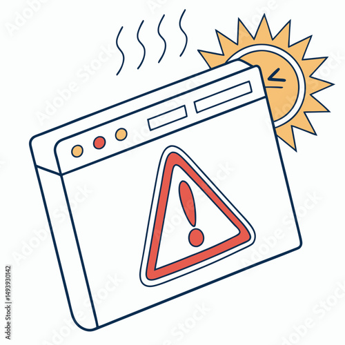 Website overheating under intense sun warning alert