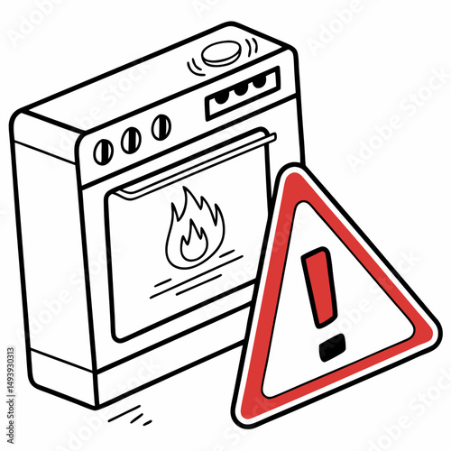Oven fire hazard warning sign kitchen appliance safety