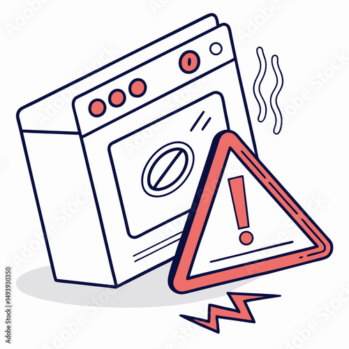 Broken dryer machine warning sign appliance repair service