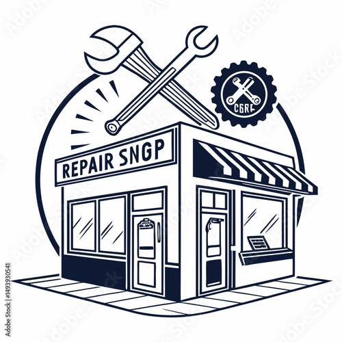 Repair shop building wrench tools service center store