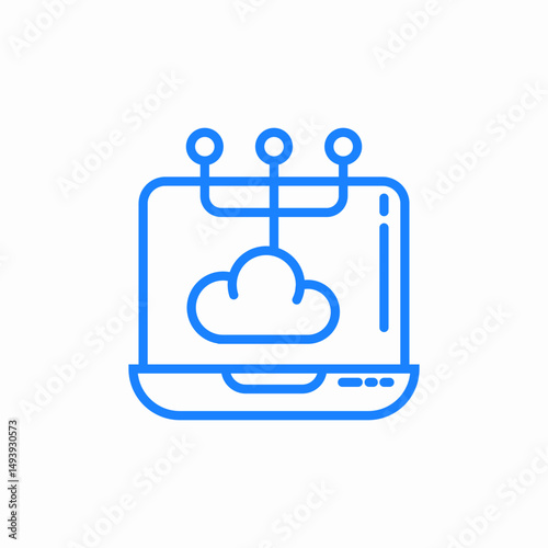 laptop cloud network icon sign vector