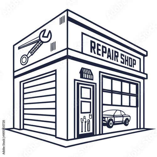 Repair shop building garage car service auto mechanic wrench tools