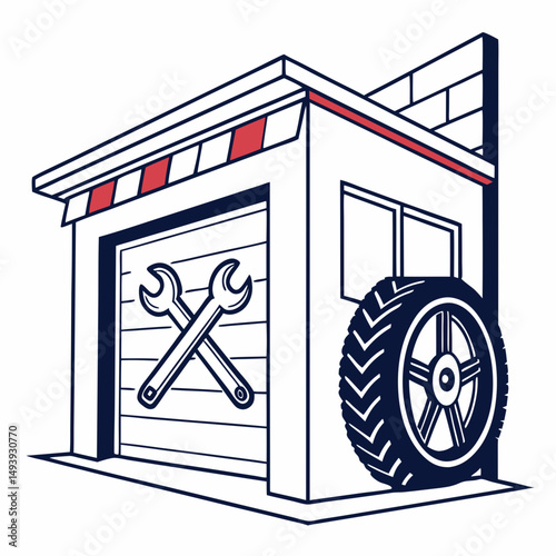 Auto repair garage service station mechanic shop tire change wrench tools